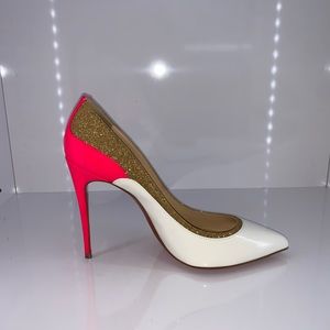 Christian Louboutin White and neon heels 38